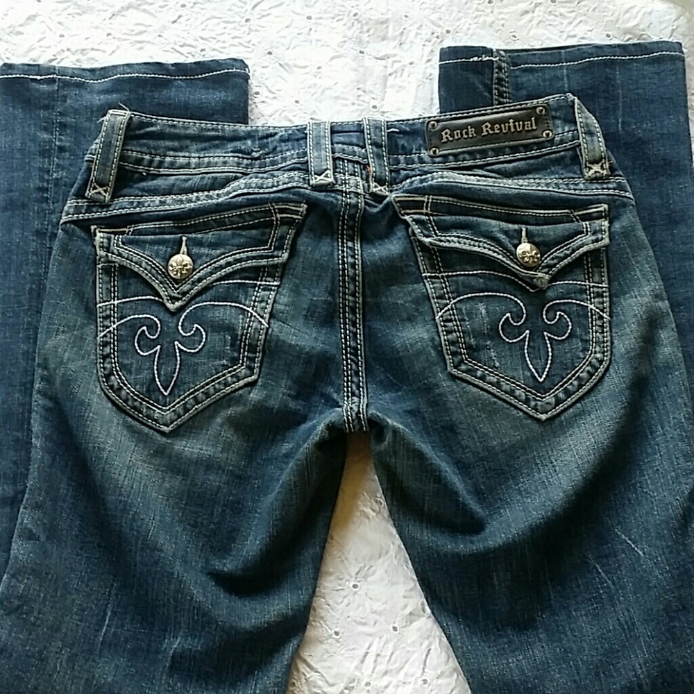 Rock Revival GWEN Blue Boot Cut Jeans with Signature Stitching